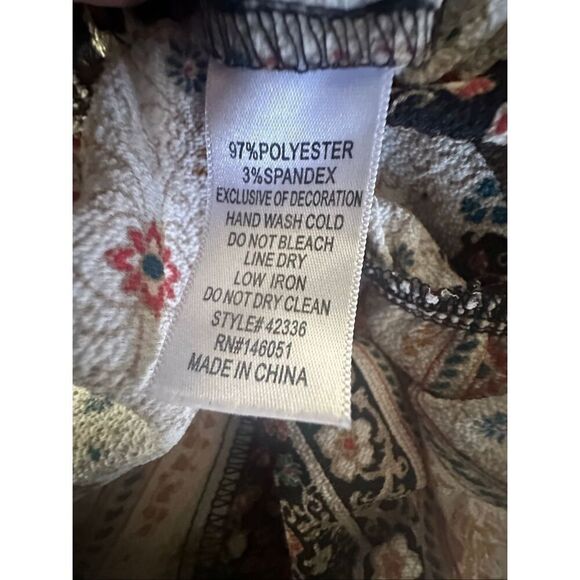 Monteau Women's Multicolor Floral Paisley Strapless Wide Leg Boho Jumpsuit Large - Picture 4 of 8